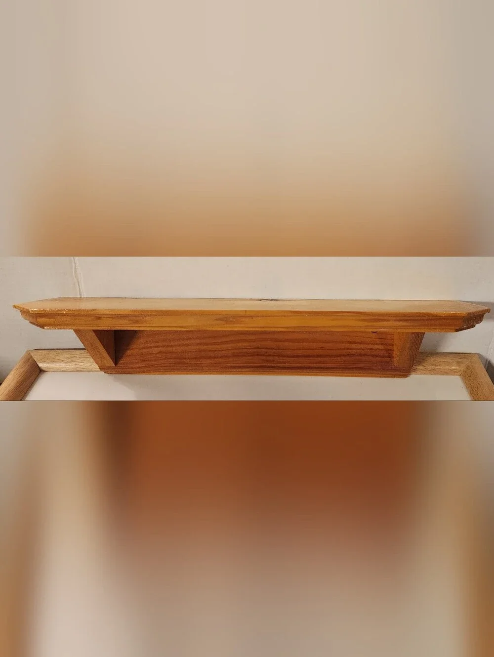 Vintage Solid Wood Floating Ledge Shelf 18” – Crown Molding Pine Wall Decor